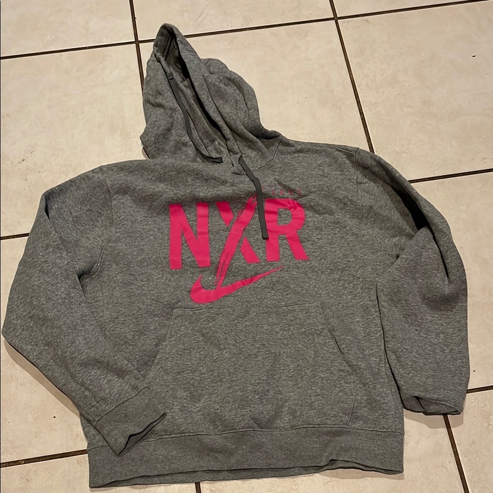 Nike Gray Hoodie with Pink NYR Swoosh